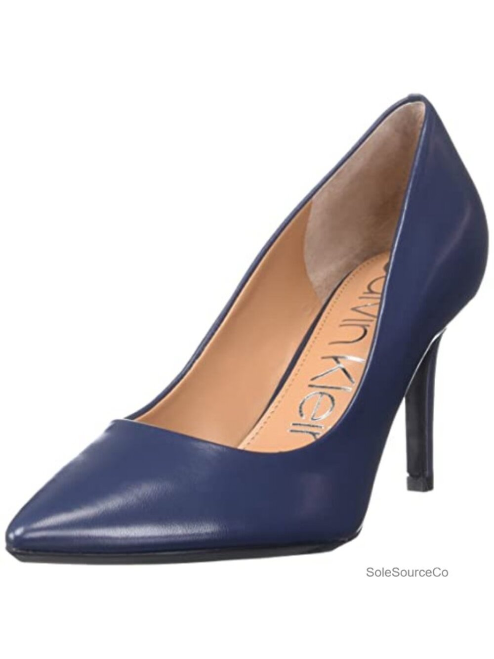Calvin Klein Gayle Pointed Toe Stiletto Pump 4 Inch Heel Leather Comfort
